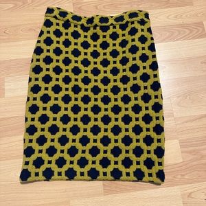 Anthropologie Yellow and Black Geometric Pencil Skirt